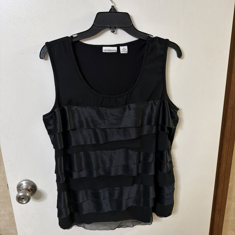 LIZ CLAIBORNE L Ladies Black Layered Sleeveless Blouse